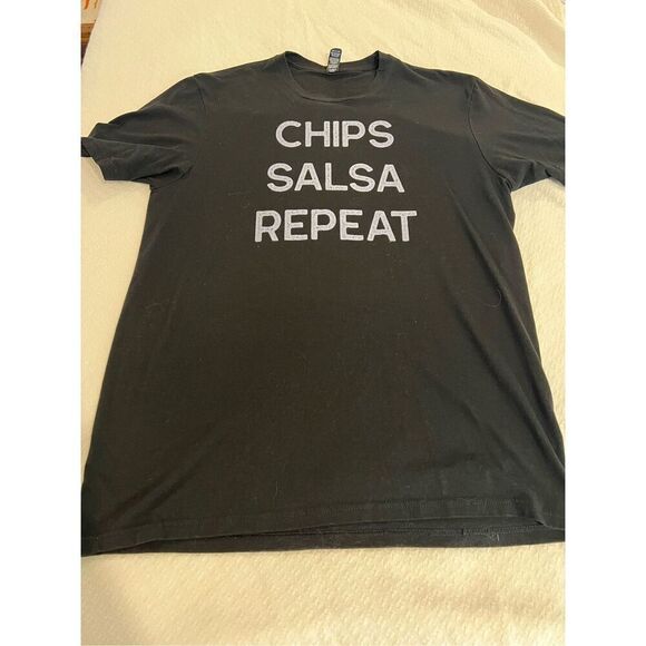 Bella Canvas "Chips, Salsa, Repeat" black Tee size large - Picture 2 of 6